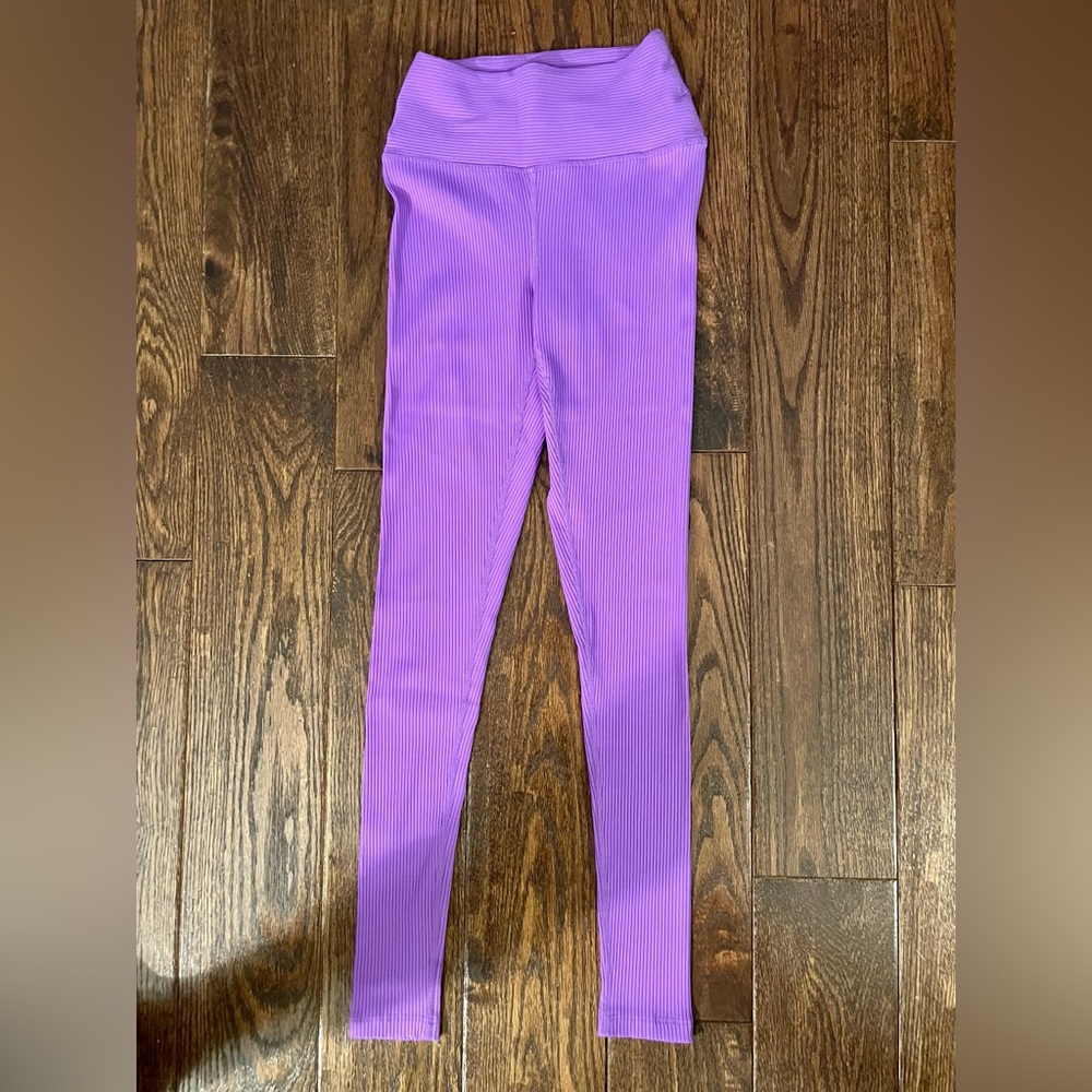 Year Of Ours Purple Ribbed Leggings
